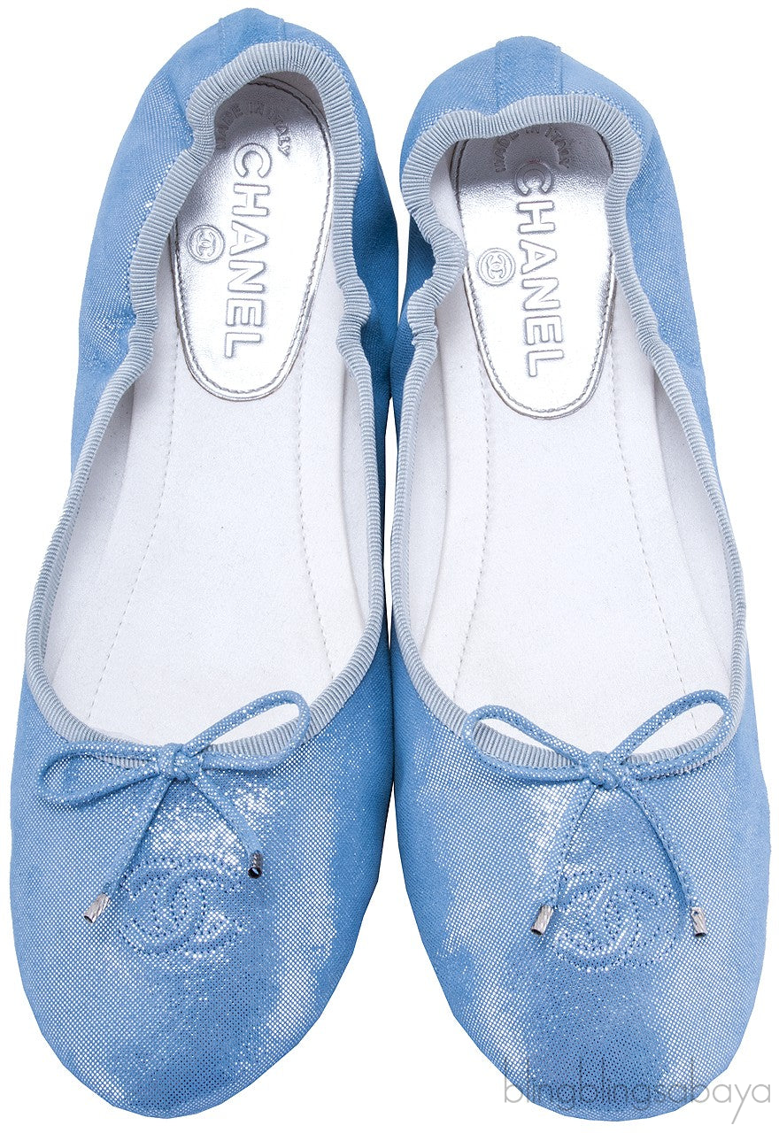 Metallic Blue Ballet Flat