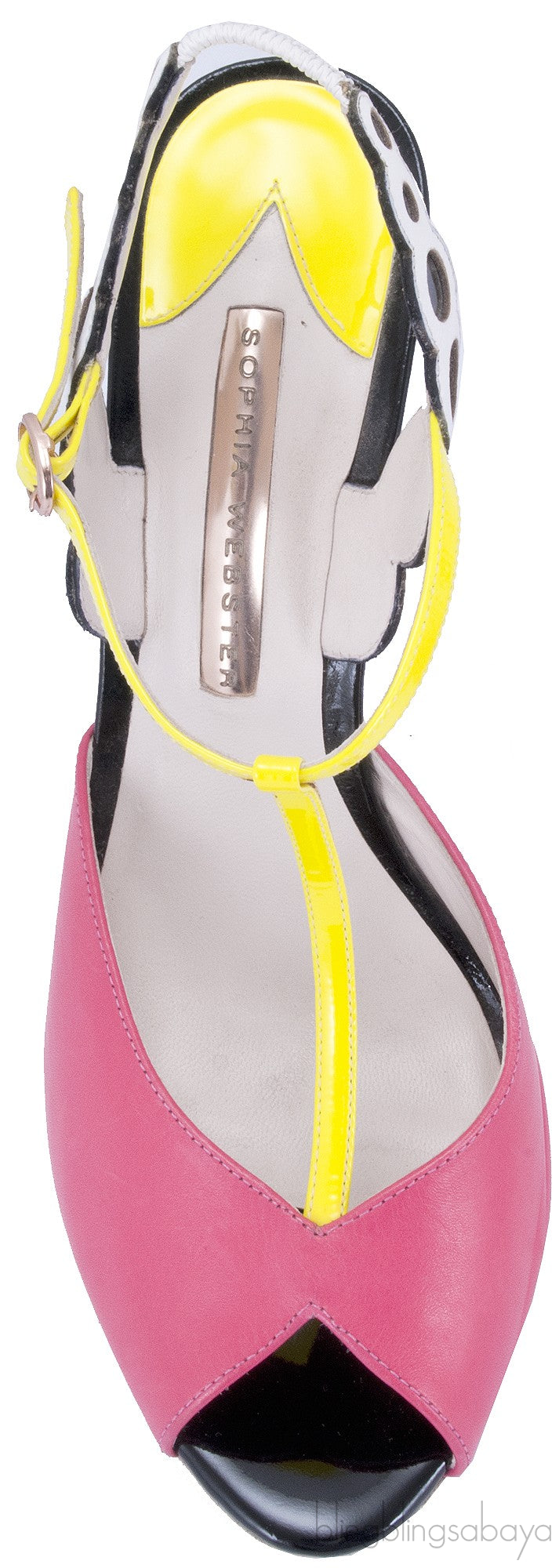Multicolor T-strap Slingback Pump