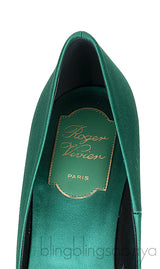 Roger Vivier Emerald Green Floral Crystal Heels