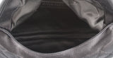 Black Quilted Satin Halfmoon Clutch