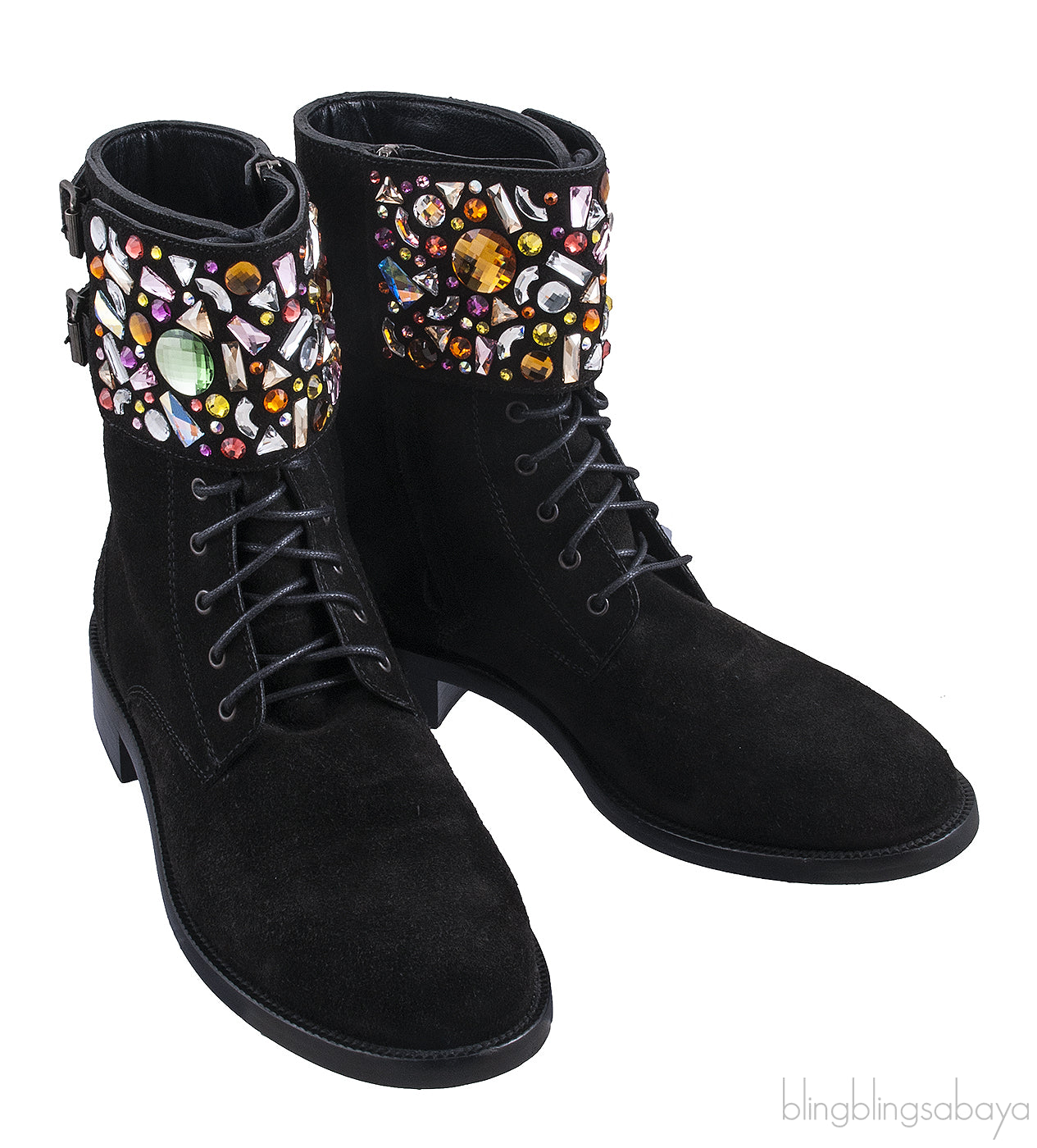 Jewelled Suede Ankle Boots