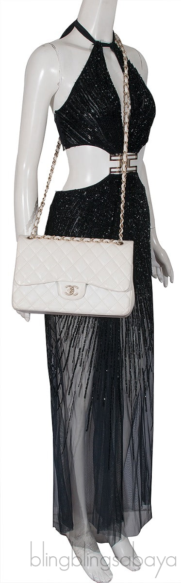White Jumbo Flap Bag