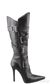 Black Leather Pointed Toe Boots
