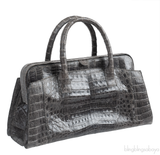 Crocodile Grey Frame Top Handbag