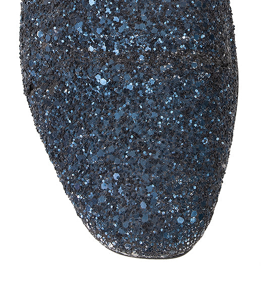 Dark Blue Glittery Flat Shoes