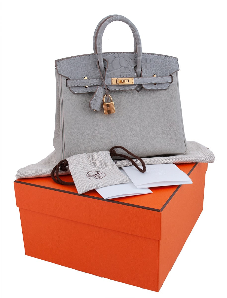 Birkin 25 Touch Grey Perle Crocodile Matte Togo GHW