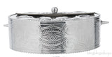 Silver Palmette Oval Minaudiere Clutch