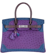 Birkin 30 Tri-color Ghillies Ostrich