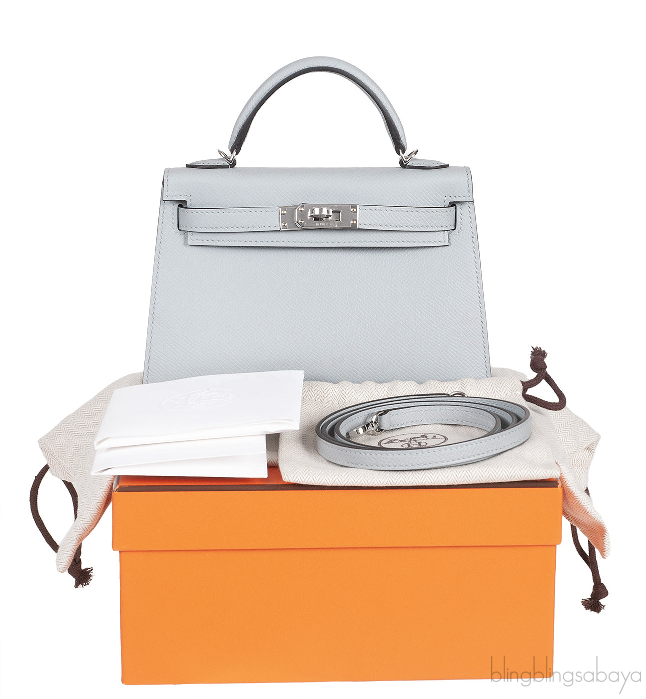 Kelly 20 Mini Sellier Blue Glacier Epsom PHW