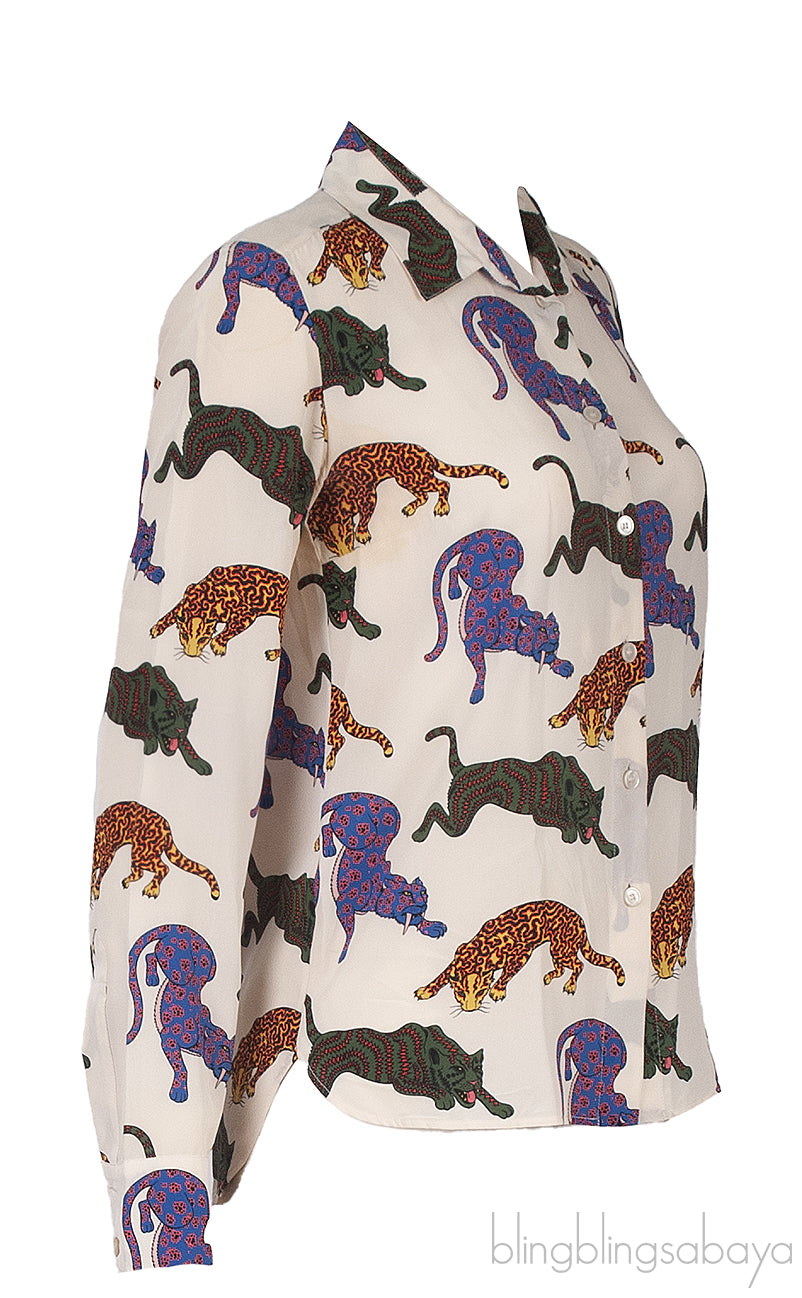 Stella McCartney Animal Print Long Sleeve Shirt