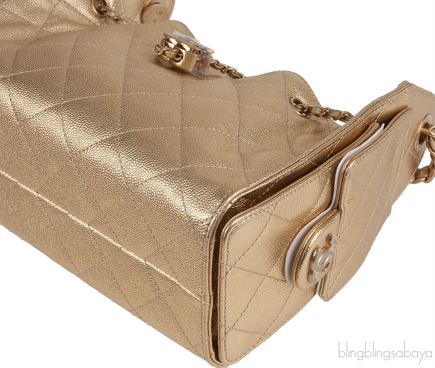 Chanel 25 Mini Gold Metallic Grained Leather GHW