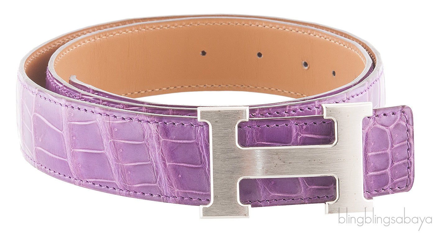 H Belt Amethyst Crocodile
