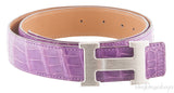 H Belt Amethyst Crocodile