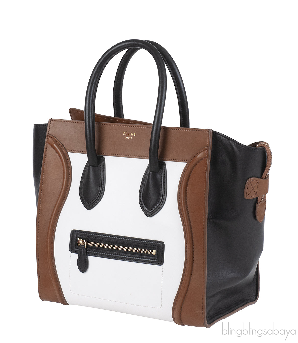 Celine Tri-color White Black & Brown Mini Luggage