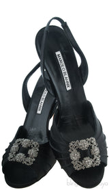 Manolo Blahnik Cassia Black Peep Slingback Pump