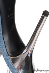 Blue Denim Crystal PVC Slingback Heels