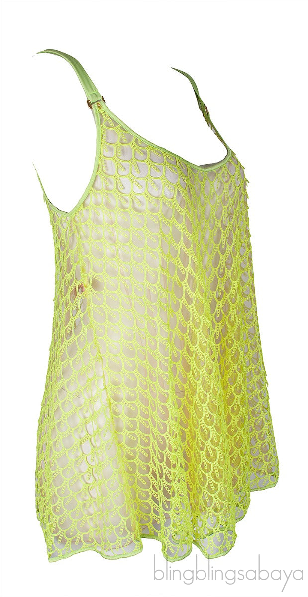 Neon Green Sheer Cami Top