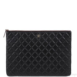 Chanel Black Large CC Quilted Lambskin O-Case Clutch