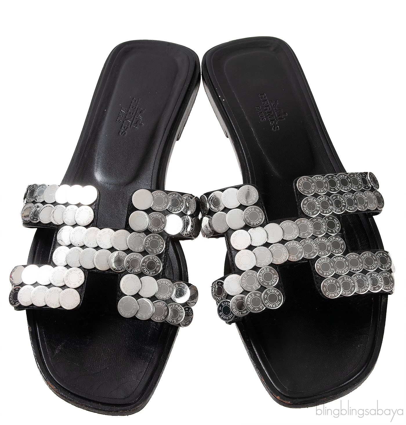 Hermes Oran Black \"Clou de Selle\" Sandals