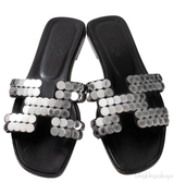 Hermes Oran Black \"Clou de Selle\" Sandals
