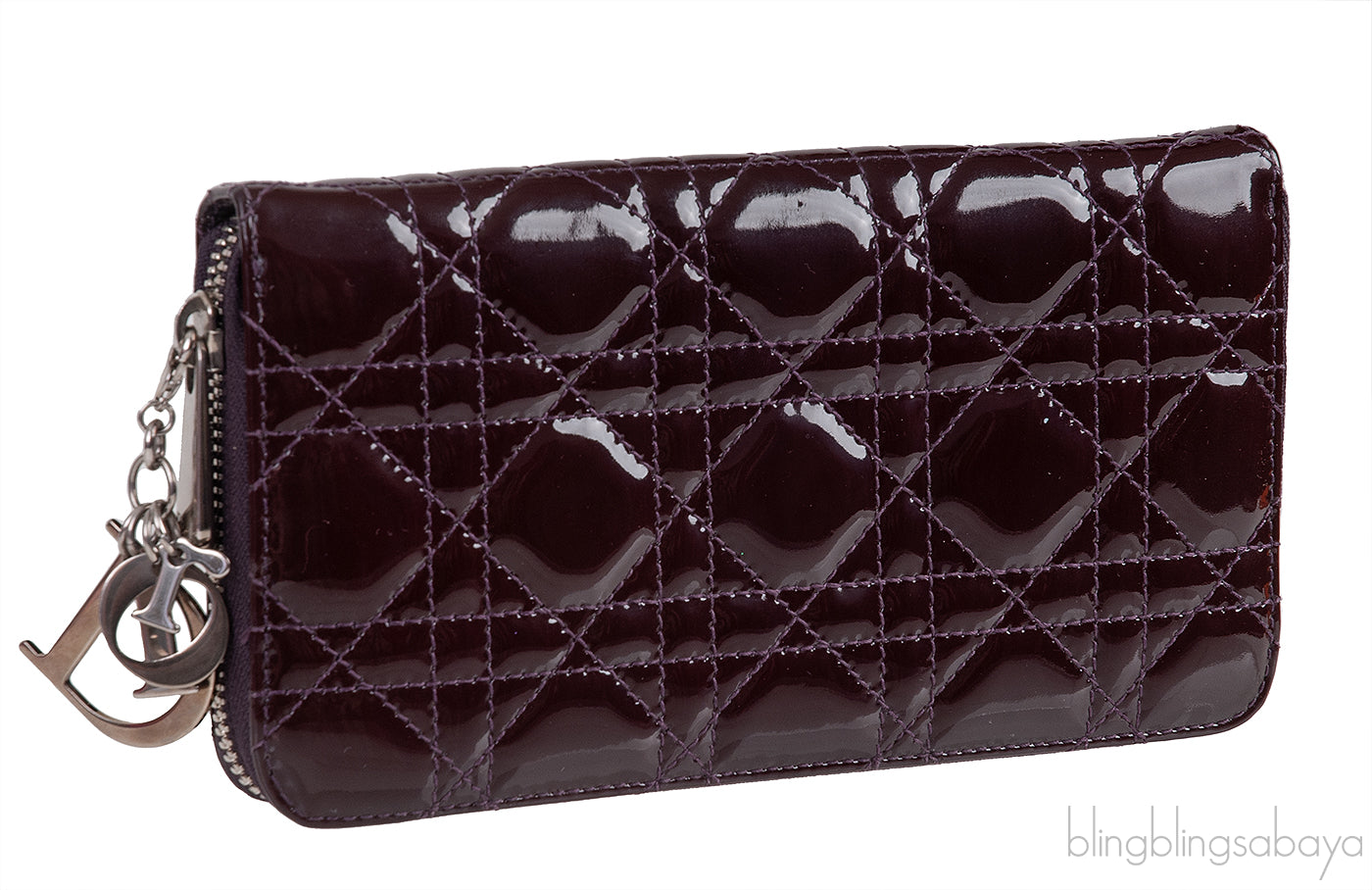 Dior Plum Cannage Patent Continental Wallet