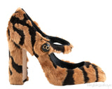 Tiger-print faux fur Pumps