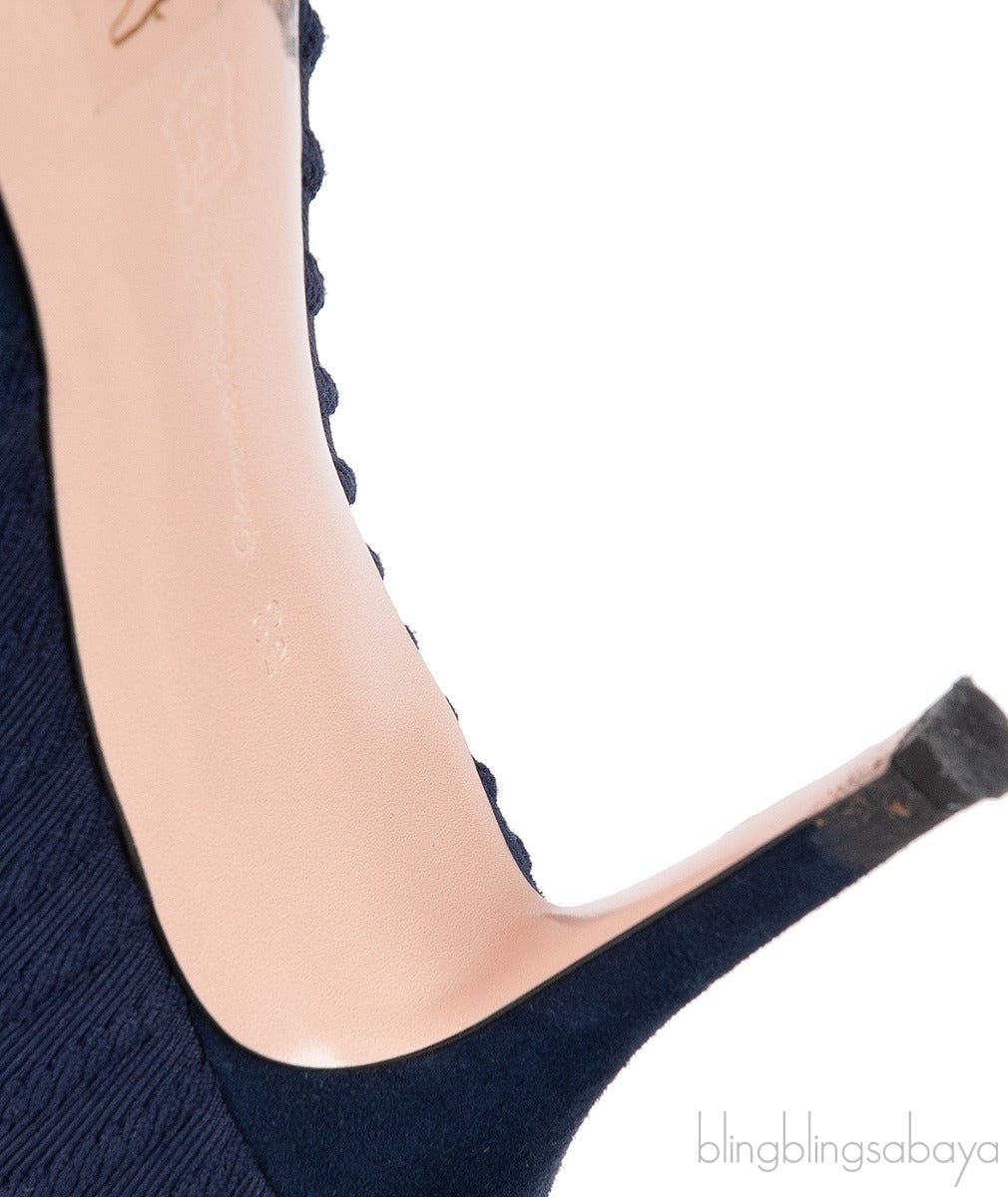 Gianvito Rossi Blue Knitted Pointed Toe Ankle Boots