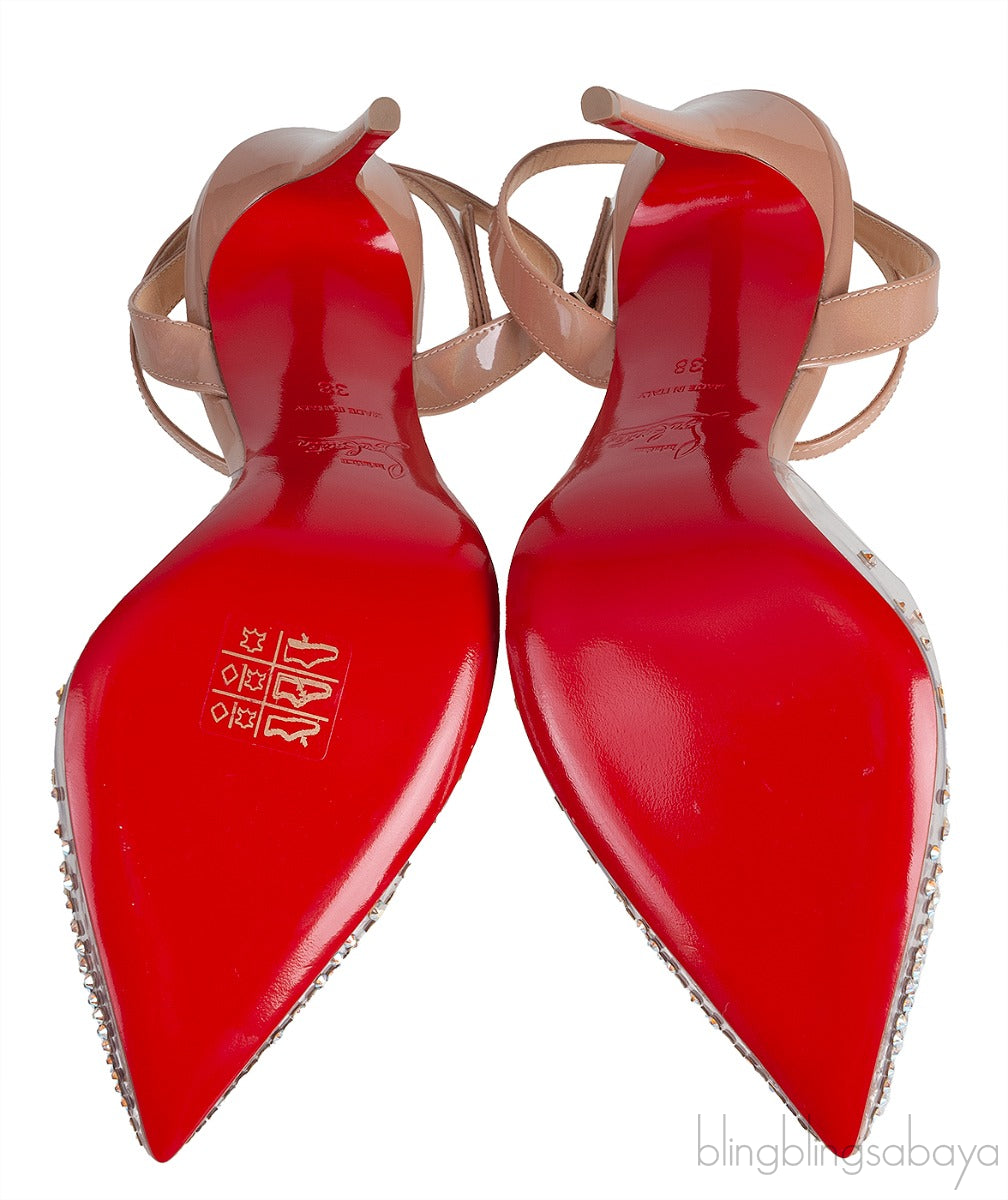 Nude PVC Crystal Slingback Heels