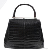 Black Crocodile Top Handle Bag