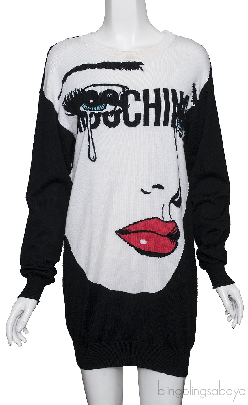 Face & Logo Black Long Sweater