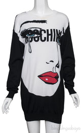 Face & Logo Black Long Sweater