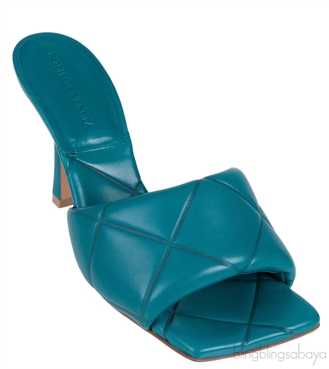 Bottega Veneta Blue Green Rubber Lido Mules 38
