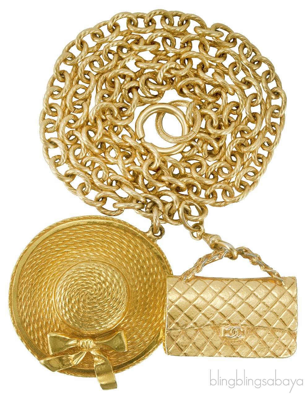 Vintage CC Bag & Hat Motif Long Neck.