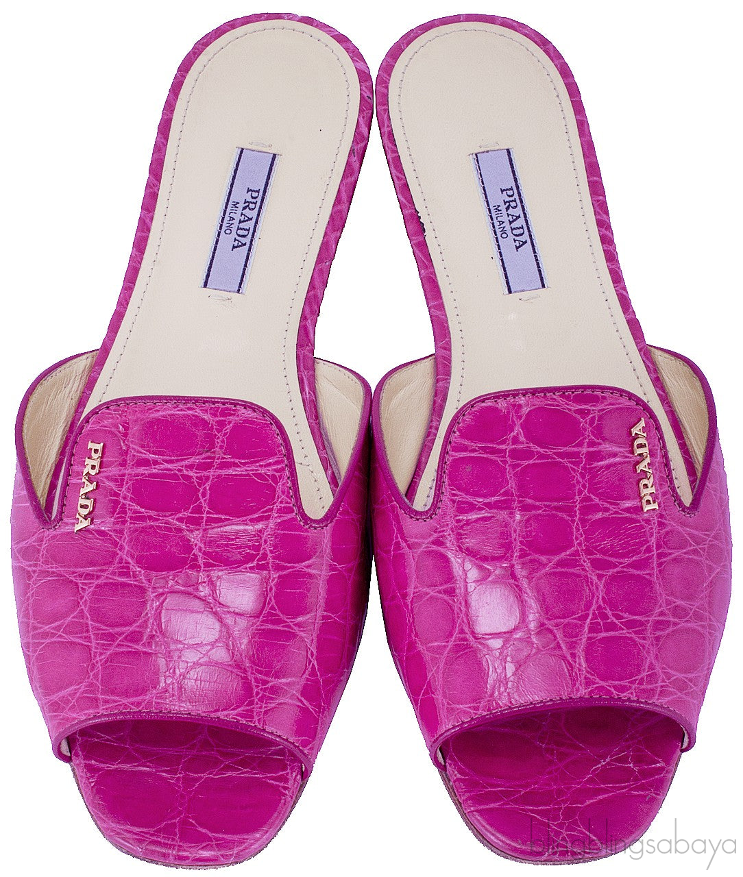 Fuchsia Croc Print Open Toe Slide
