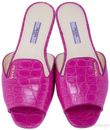 Fuchsia Croc Print Open Toe Slide