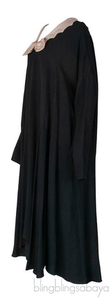 Black with Beige Contrasting Collar Dress