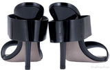 Black Glossed Leather Mules