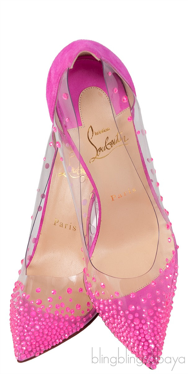 Pink PVC Crystal Heels