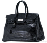 Birkin 35 Black Matte Crocodile PHW
