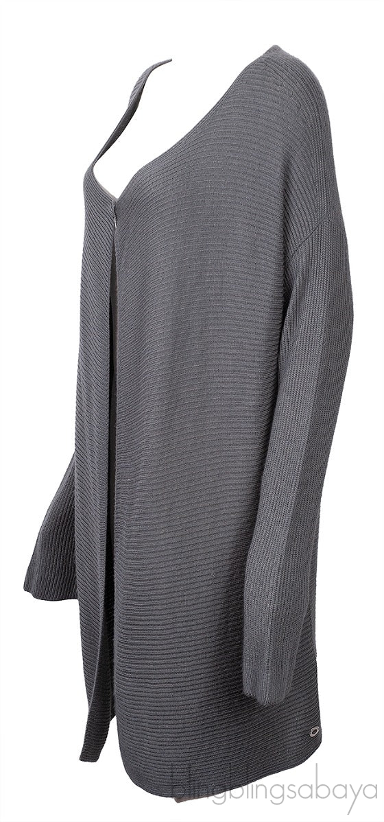 Grey Knit Long Sleeves Cardigan