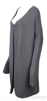 Grey Knit Long Sleeves Cardigan
