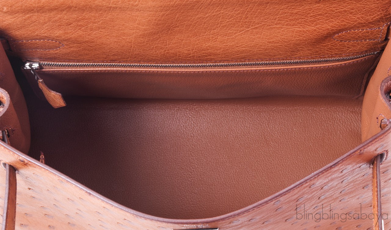 Kelly 32 Cognac Gold Ostrich