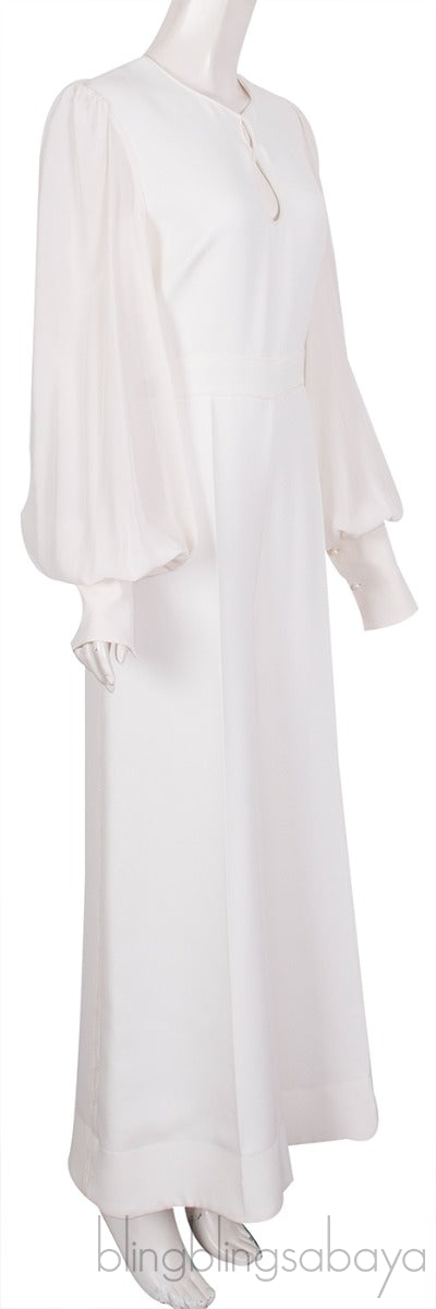 White Long Sleeves Jumpsuit