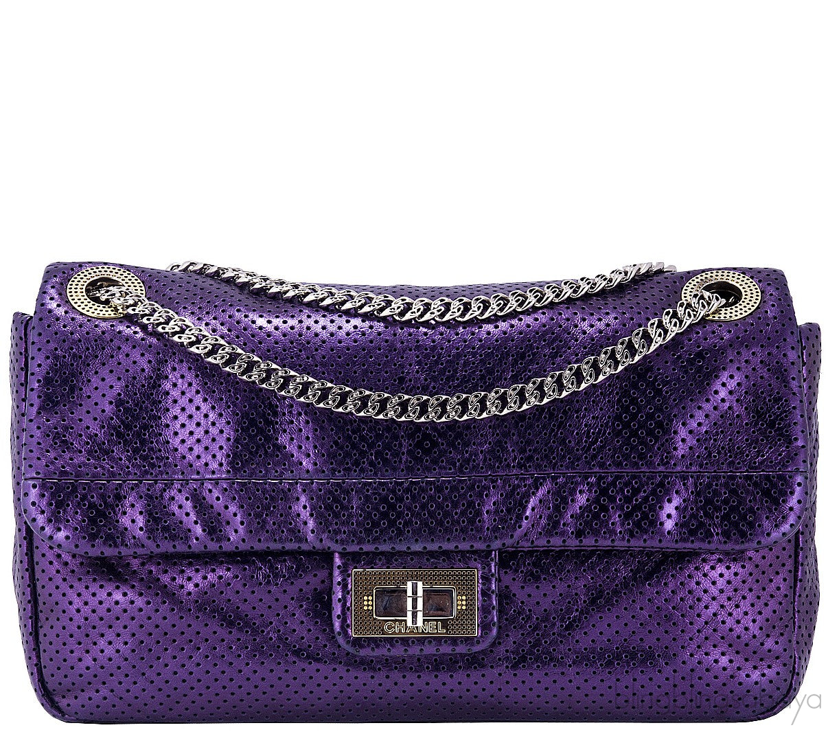 Purple Drill Perforated Flap Bag