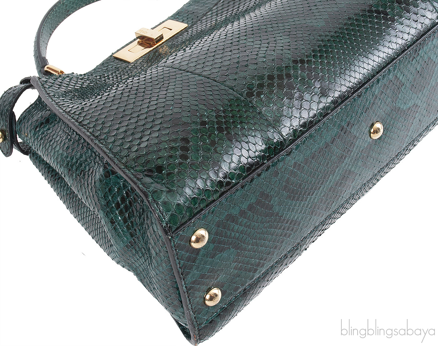 Fendi Peekaboo Medium Green Python Bag