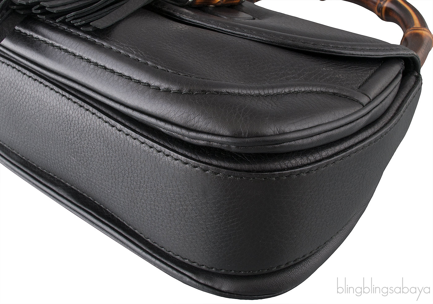 Black Bamboo Top Handle Bag