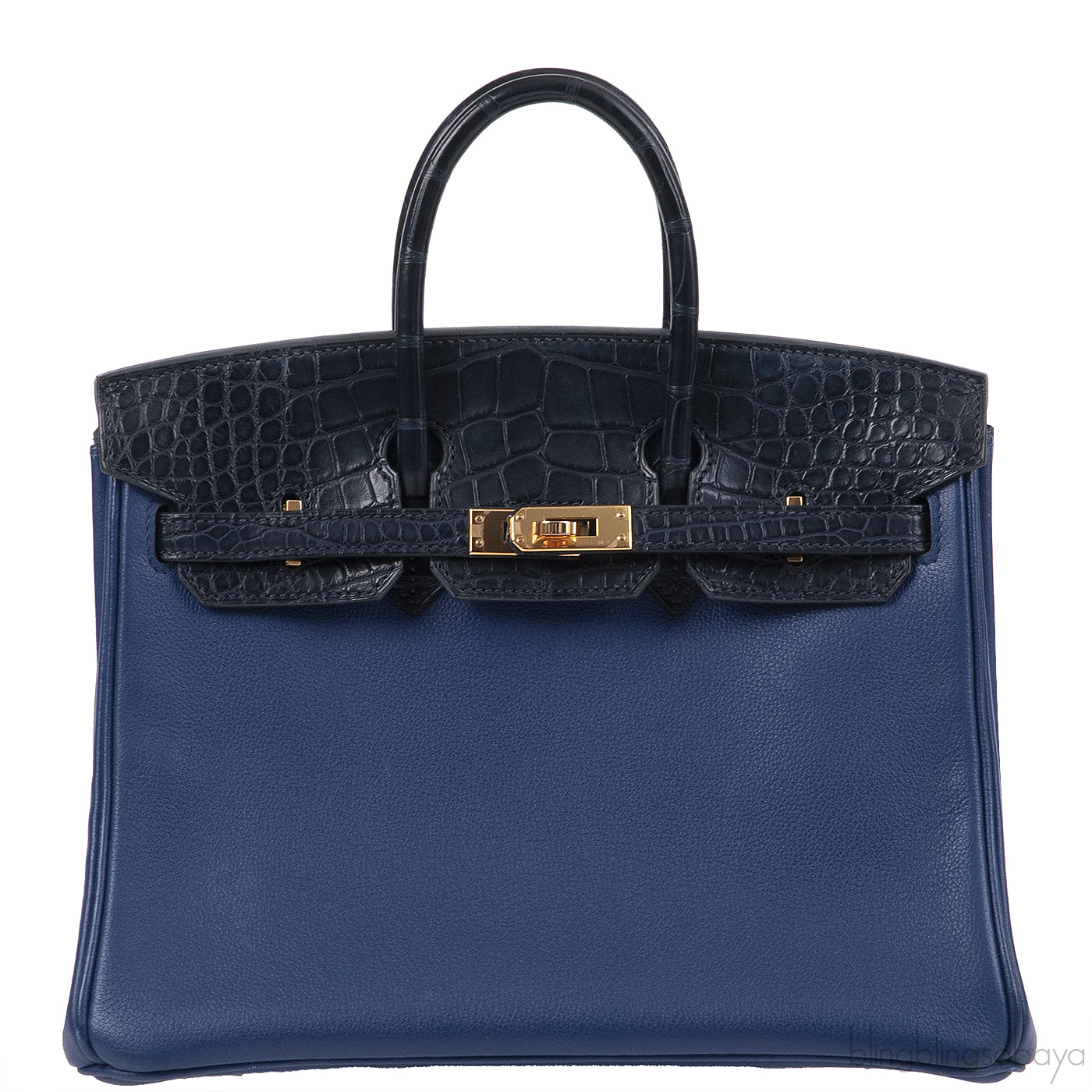 Hermes Birkin 25 Touch Blue Marine Matte Alligator and Blue Sapphire Taurillon Novillo GHW