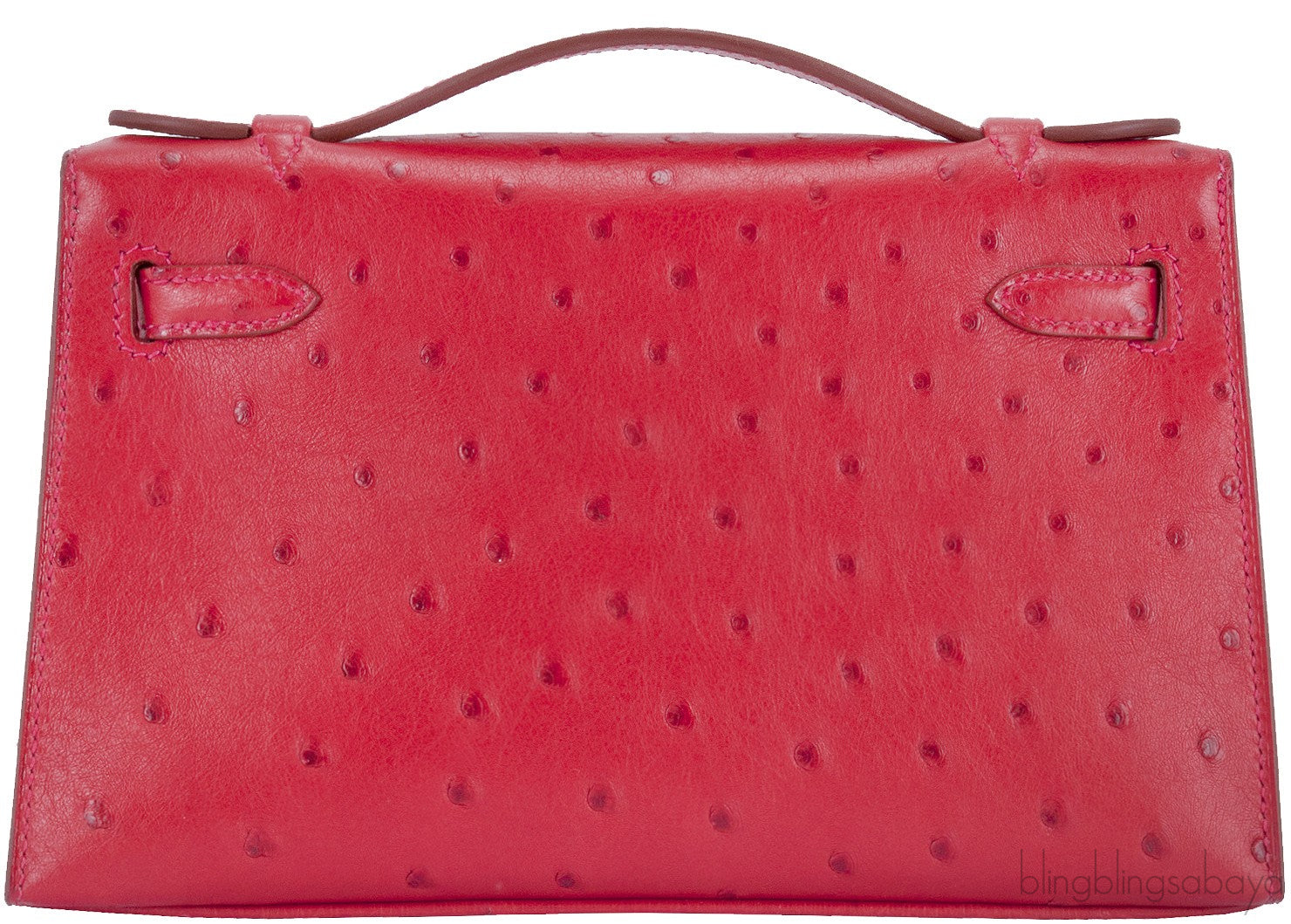 Kelly Pochette Rouge Vif Ostrich