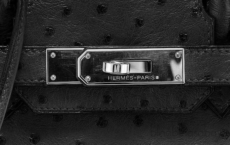 Birkin 30 Black Ostrich PHW