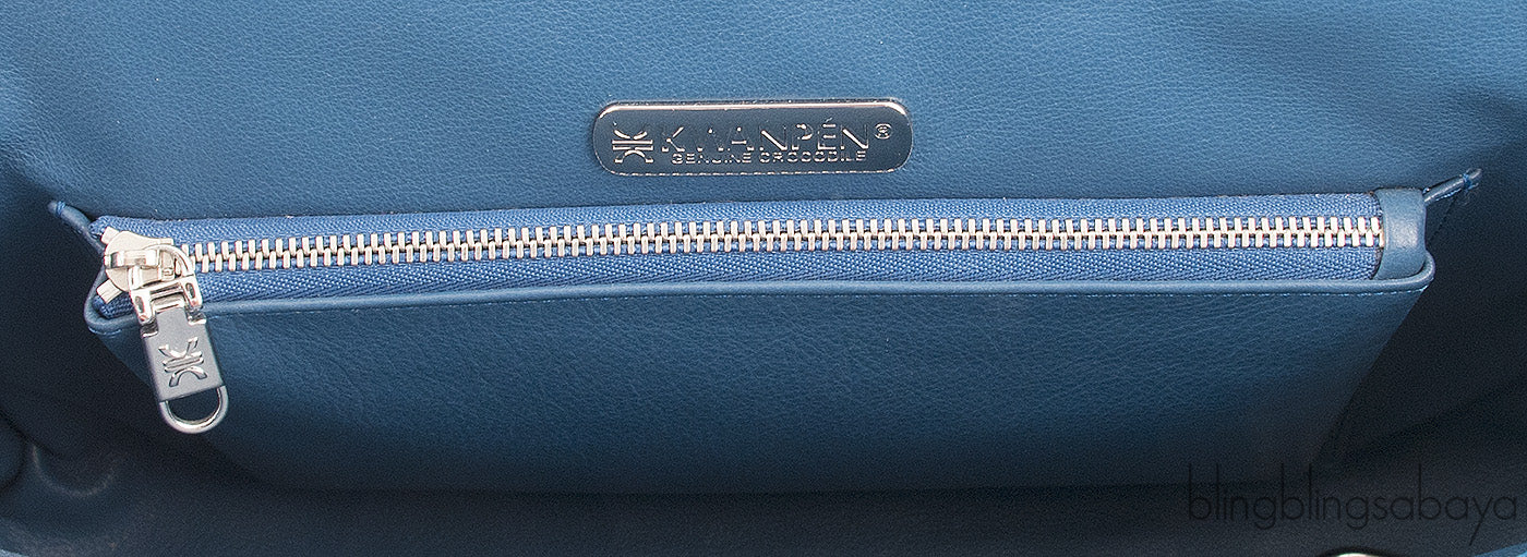 Blue Crocodile Large Top Handle Bag